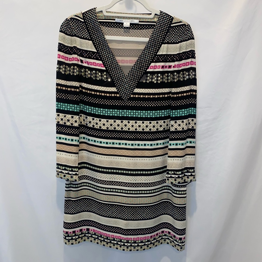 Diane Von Furstenberg mini embellished dress size 6